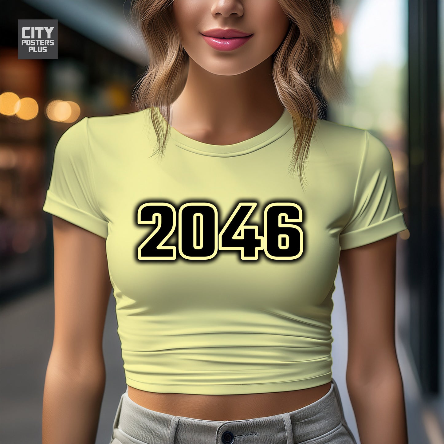 2046 Year Women Crop Top (Butter Yellow)