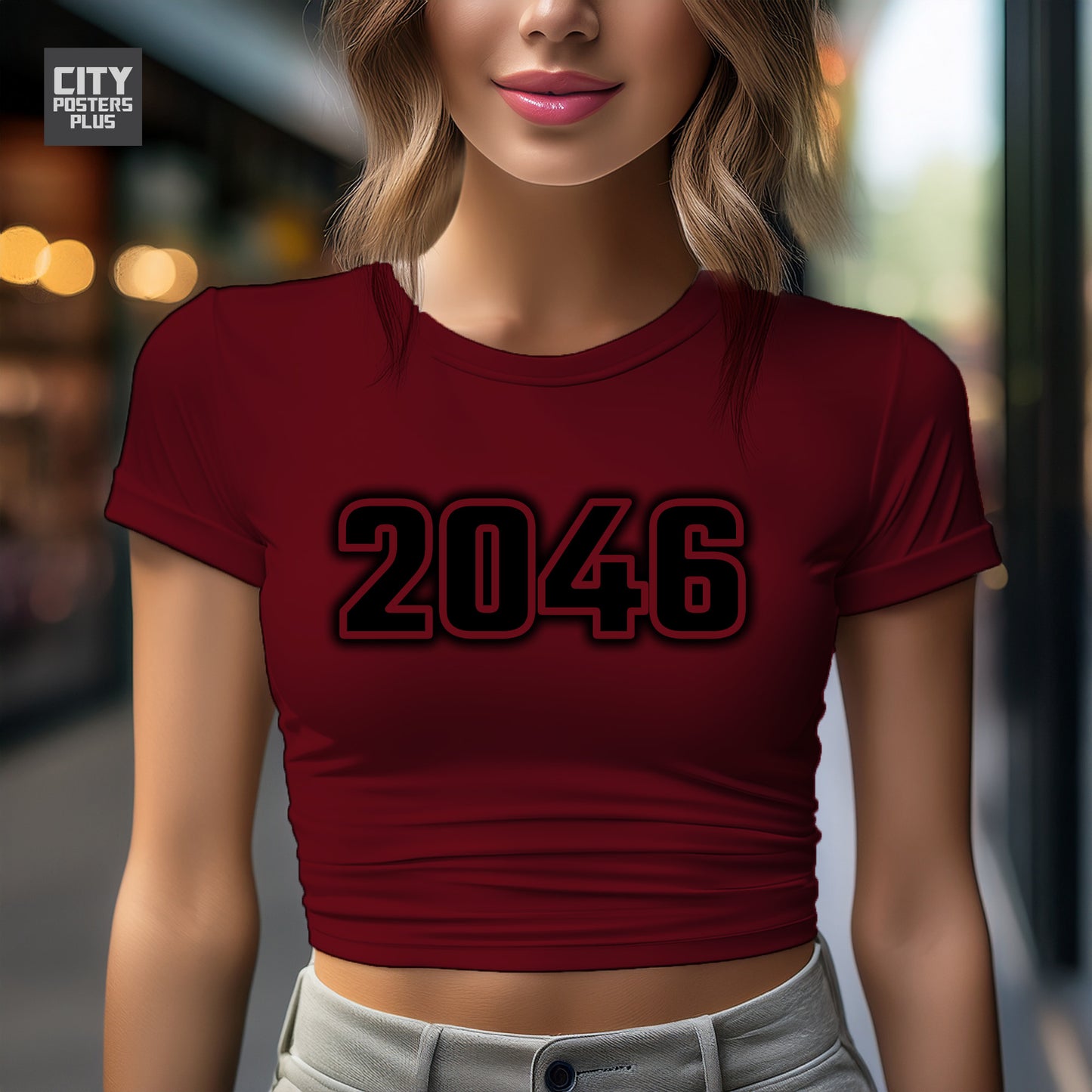 2046 Year Women Crop Top (Maroon)