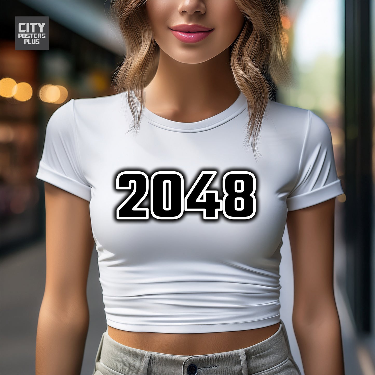 2048 Year Women Crop Top (White)