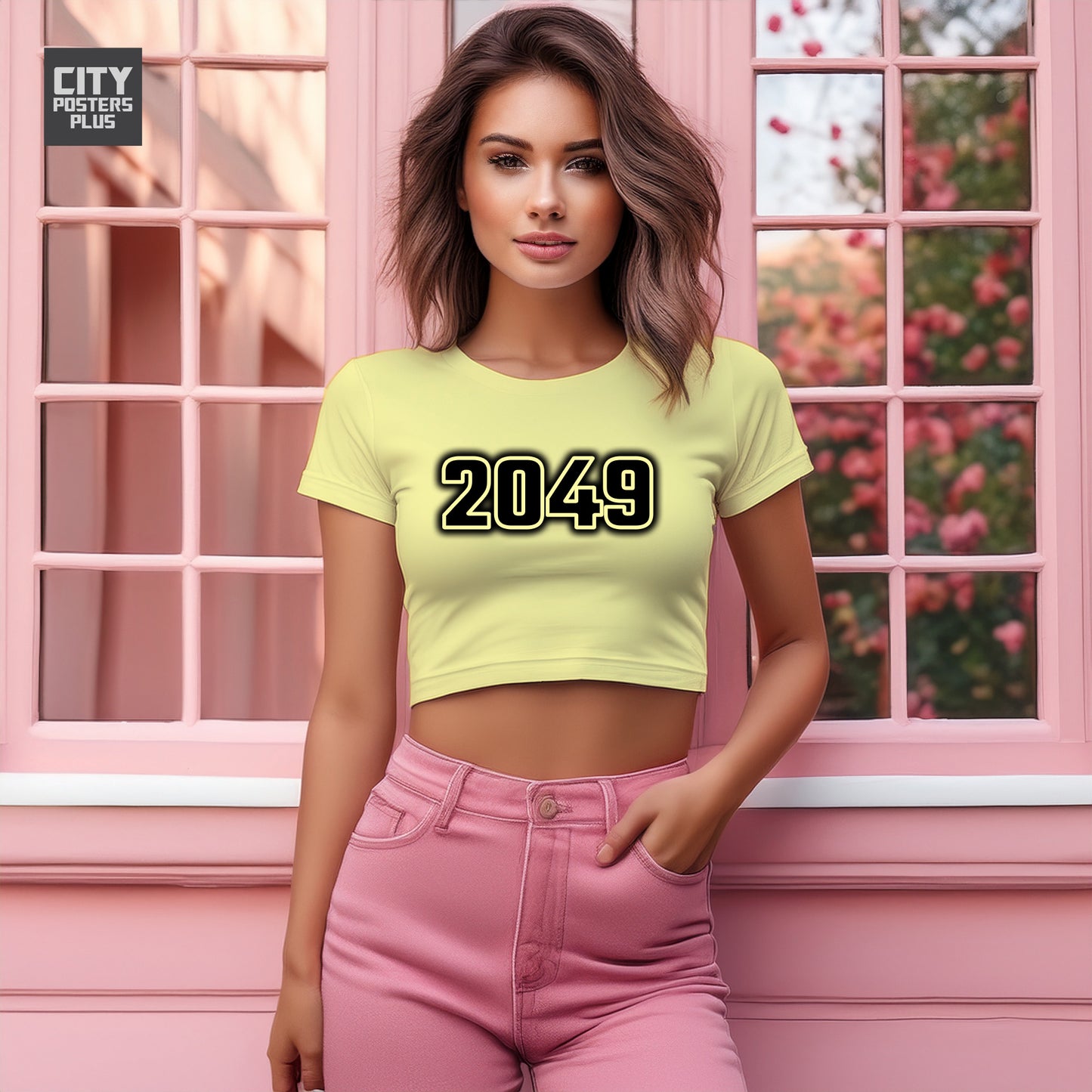 2049 Year Women Crop Top (Butter Yellow)