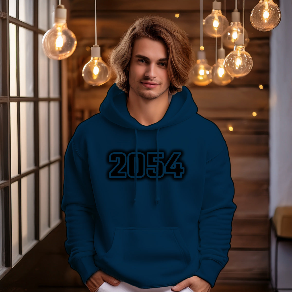 2054 Year Men Unisex Hoodie (Navy Blue)