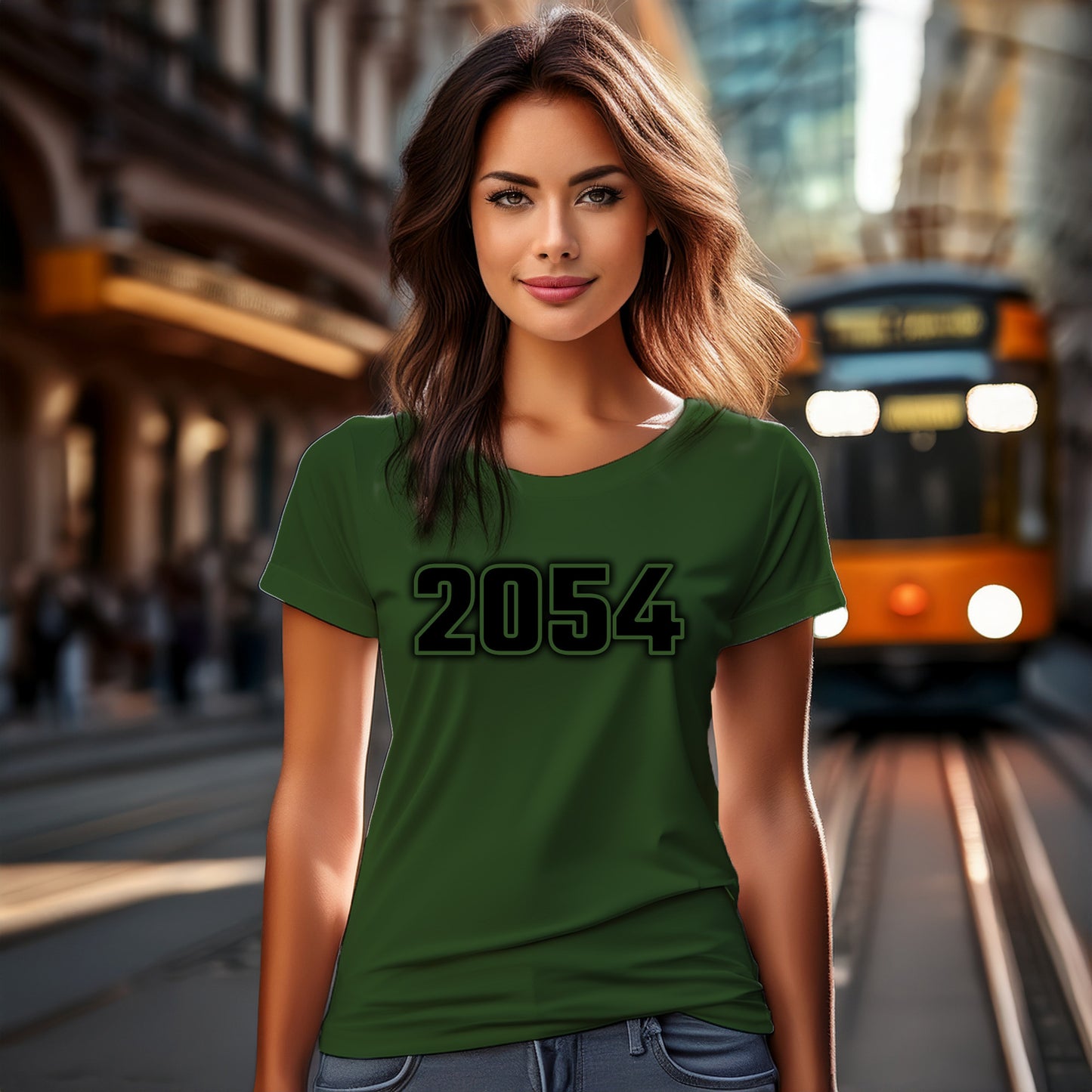 2054 Year Women T-Shirt (Olive Green)