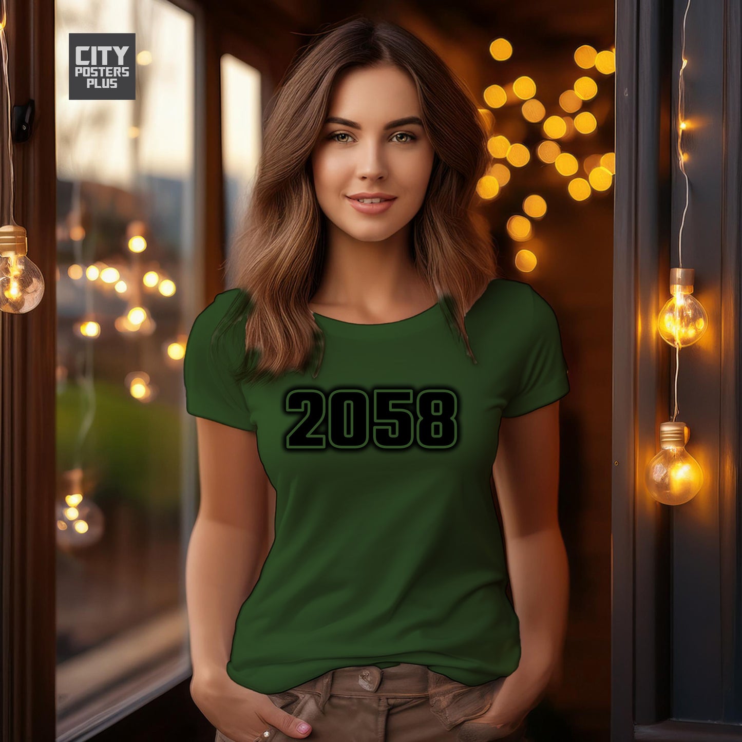 2058 Year Women T-Shirt (Olive Green)