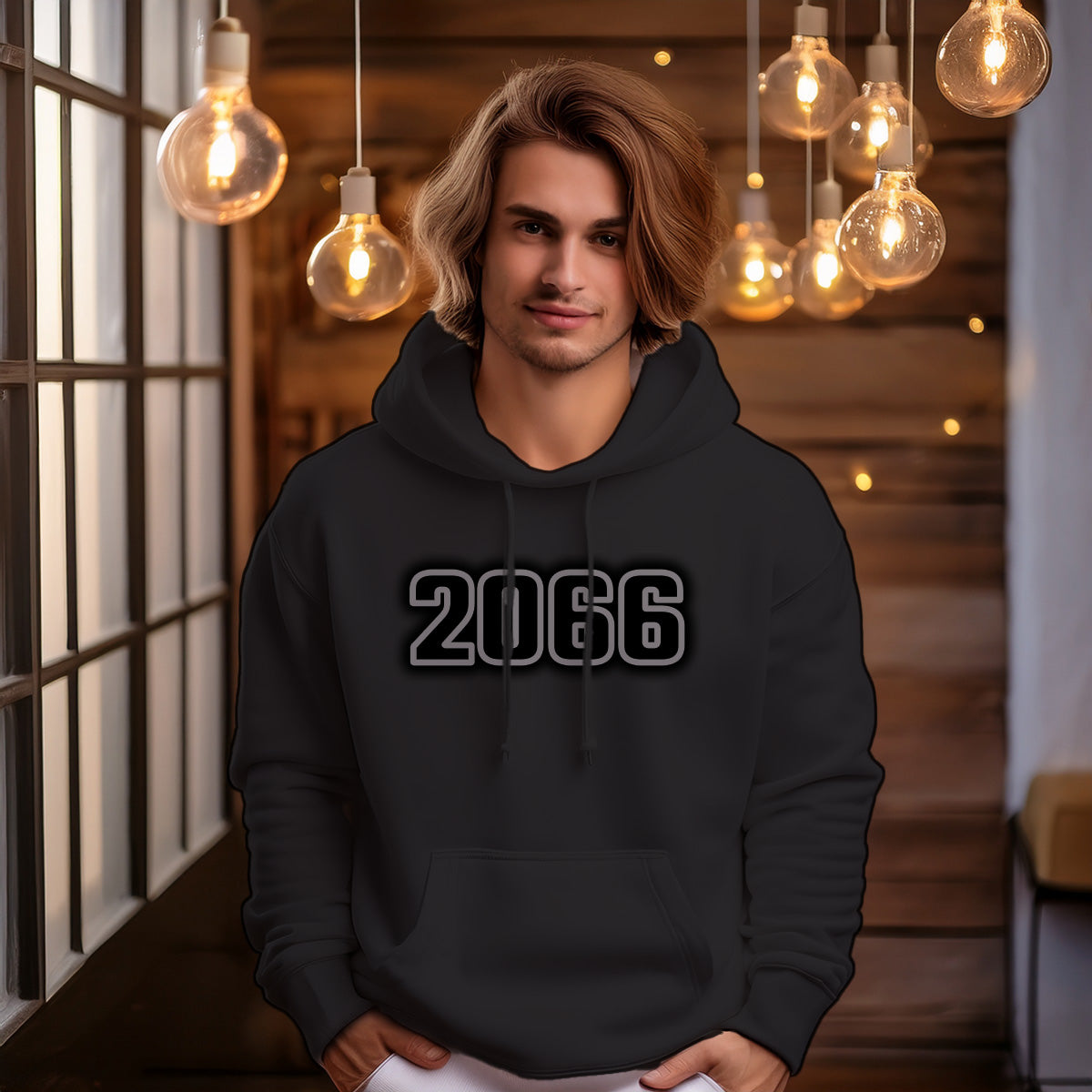 2066 Year Men Unisex Hoodie (Black)
