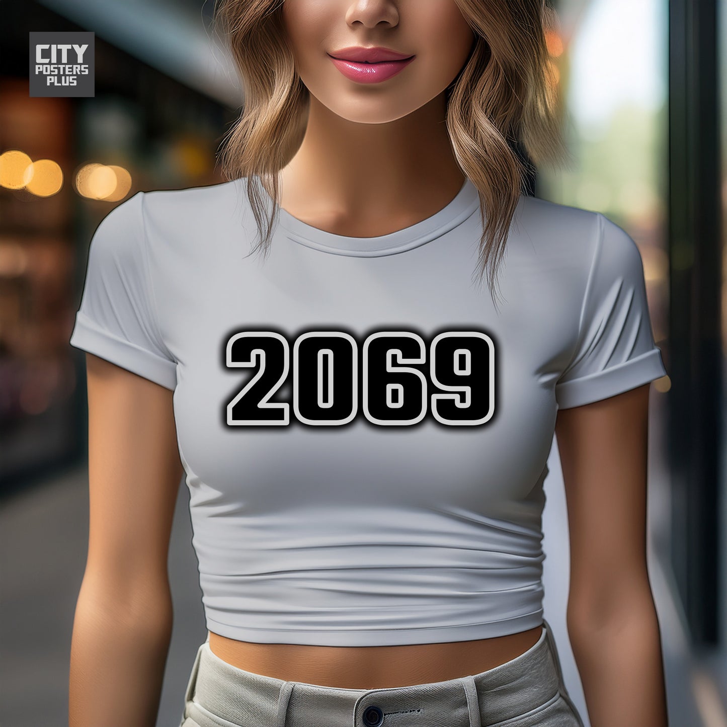 2069 Year Women Crop Top (Melange Grey)