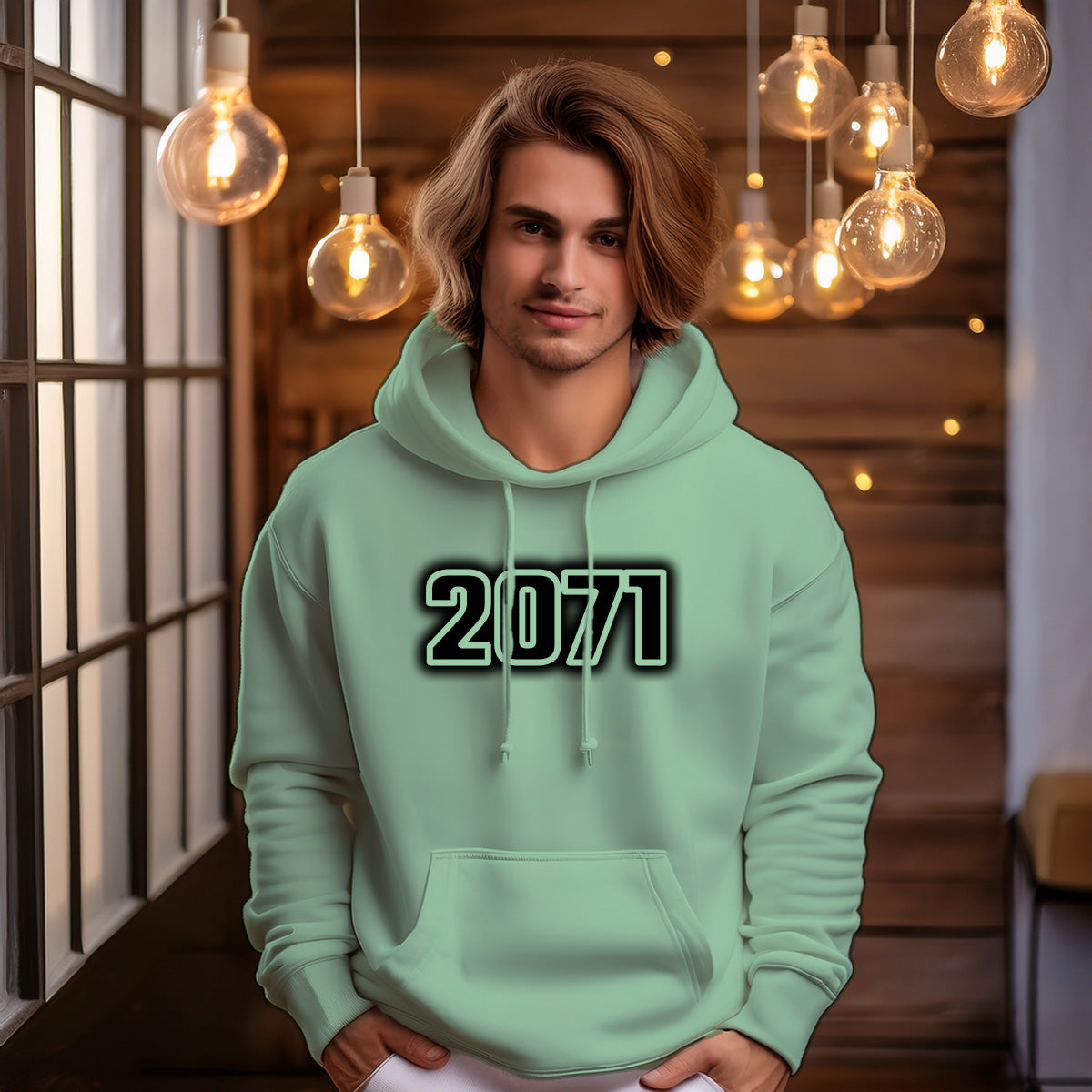2071 Year Men Unisex Hoodie (Mint Green)