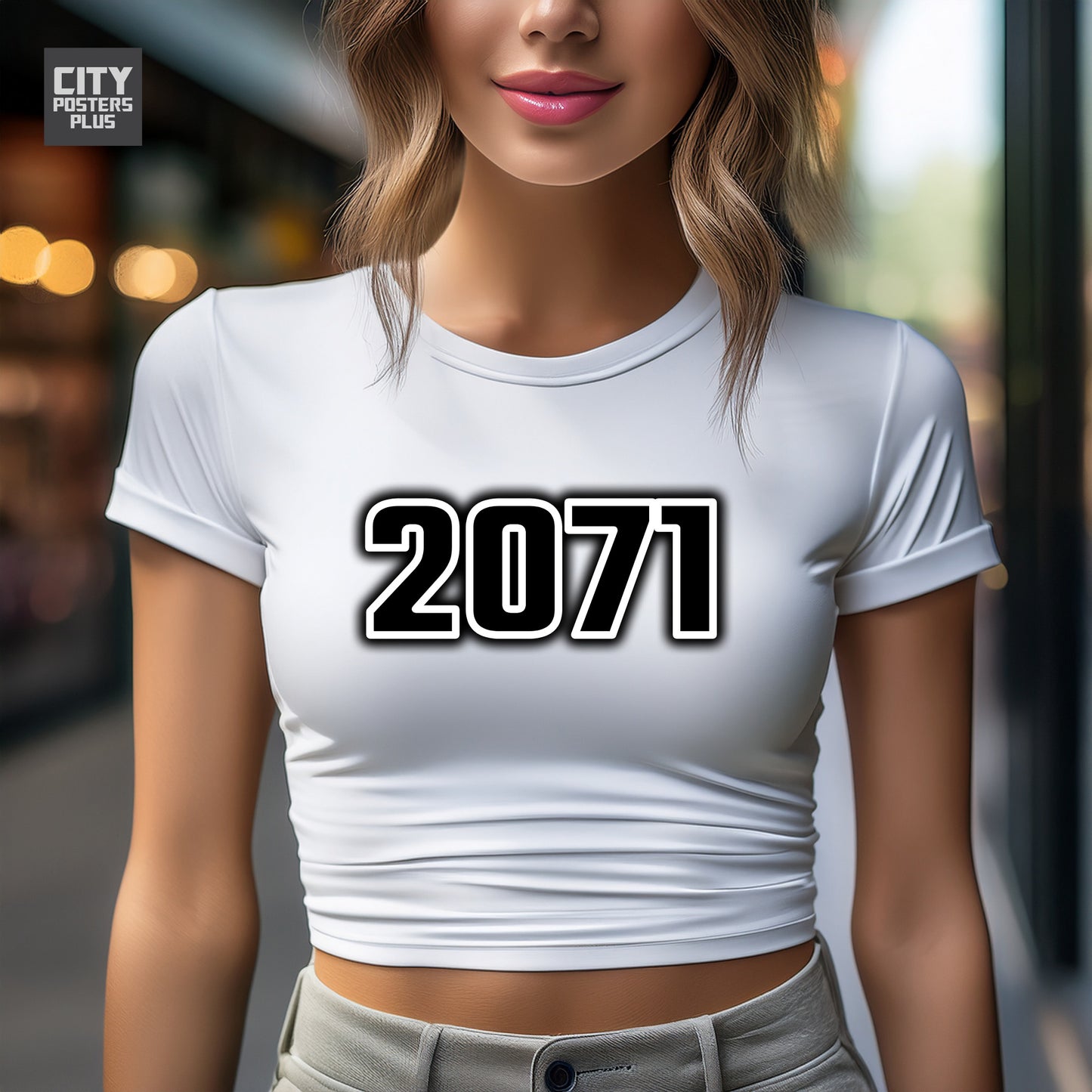 2071 Year Women Crop Top (White)