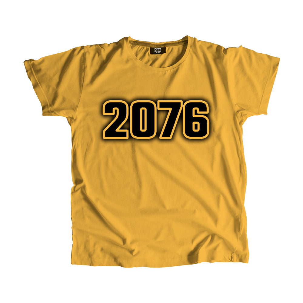 2076 Year Men Unisex T-Shirt (Golden Yellow)