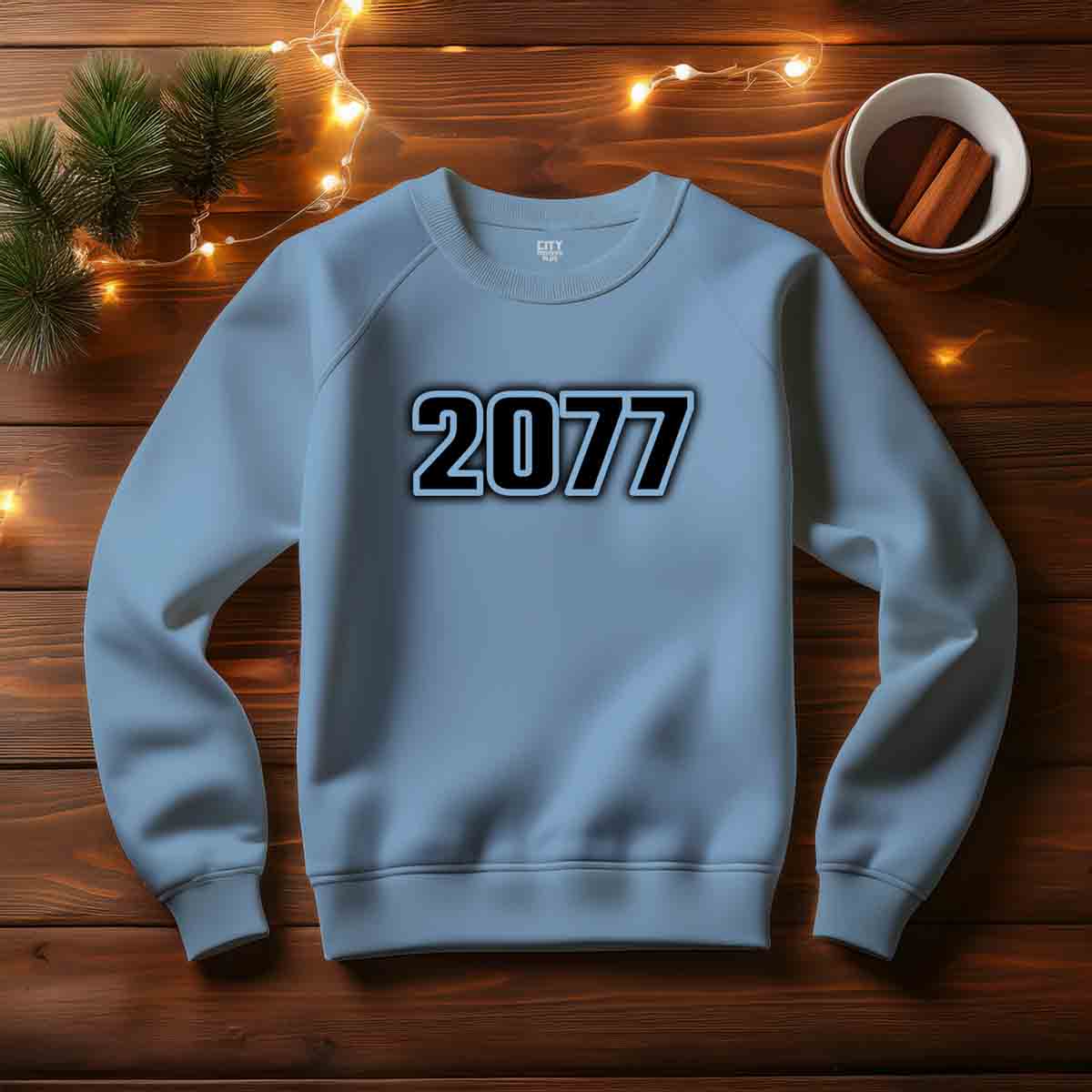 2077 Year Men Unisex Sweatshirt (Baby Blue)