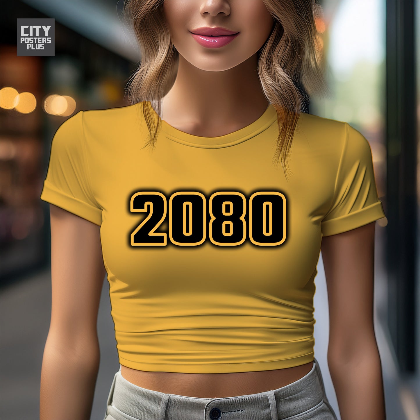 2080 Year Women Crop Top (Golden Yellow)