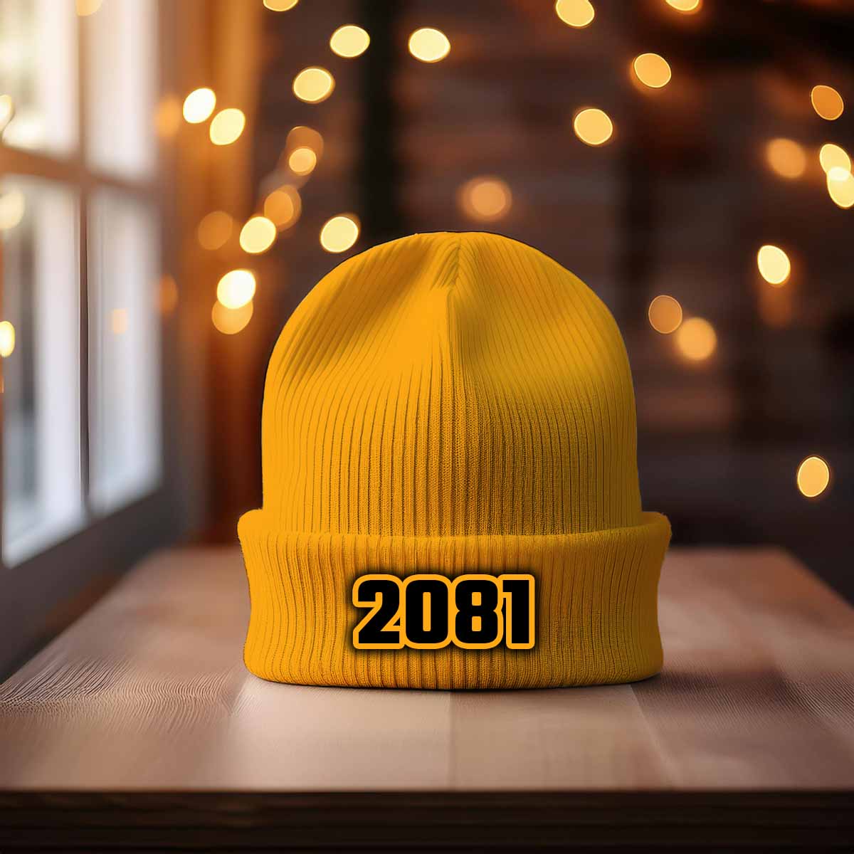 2081 Year Cuffed Beanie (Gold)