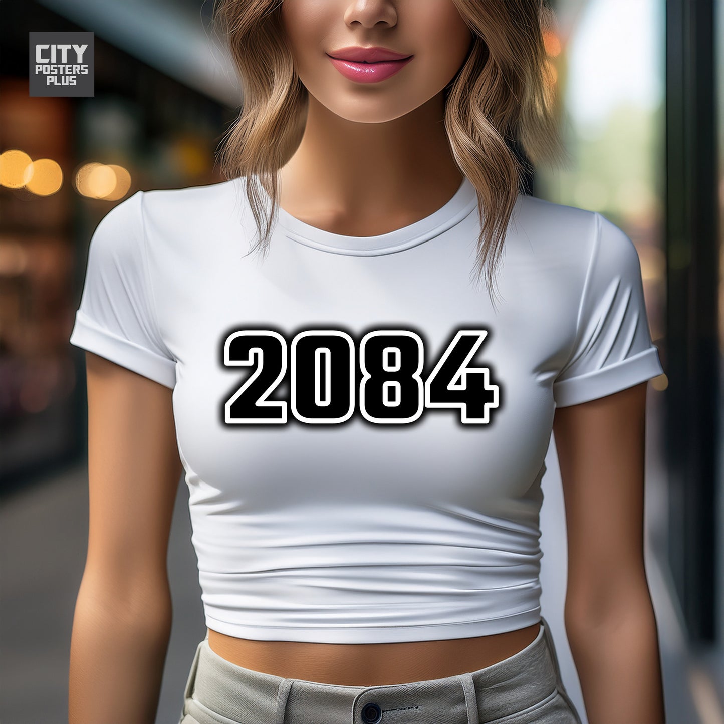 2084 Year Women Crop Top (White)