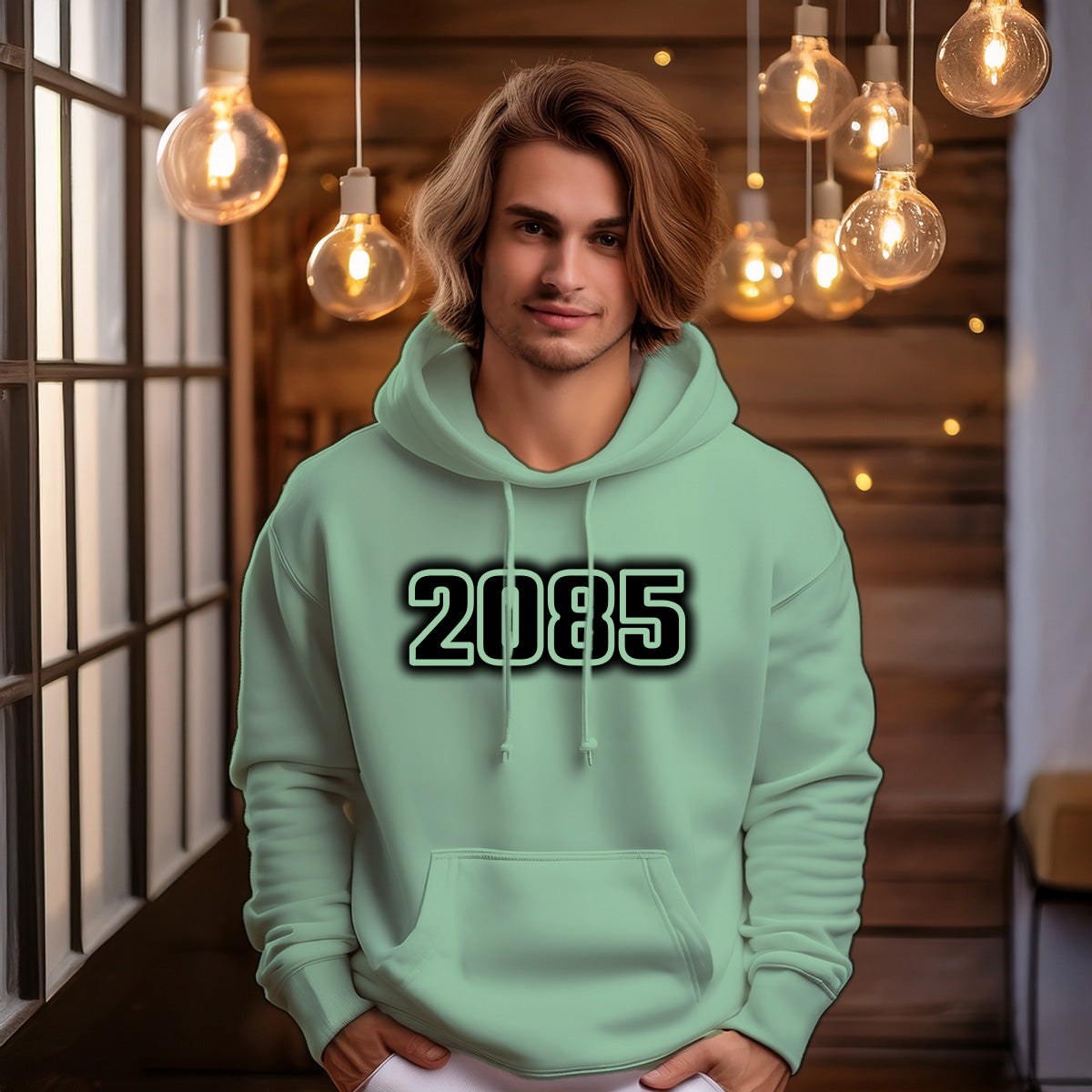 2085 Year Men Unisex Hoodie (Mint Green)