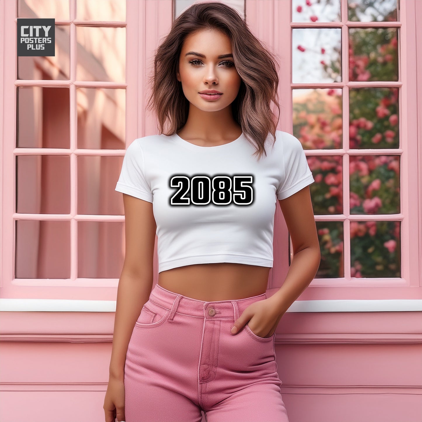 2085 Year Women Crop Top (White)