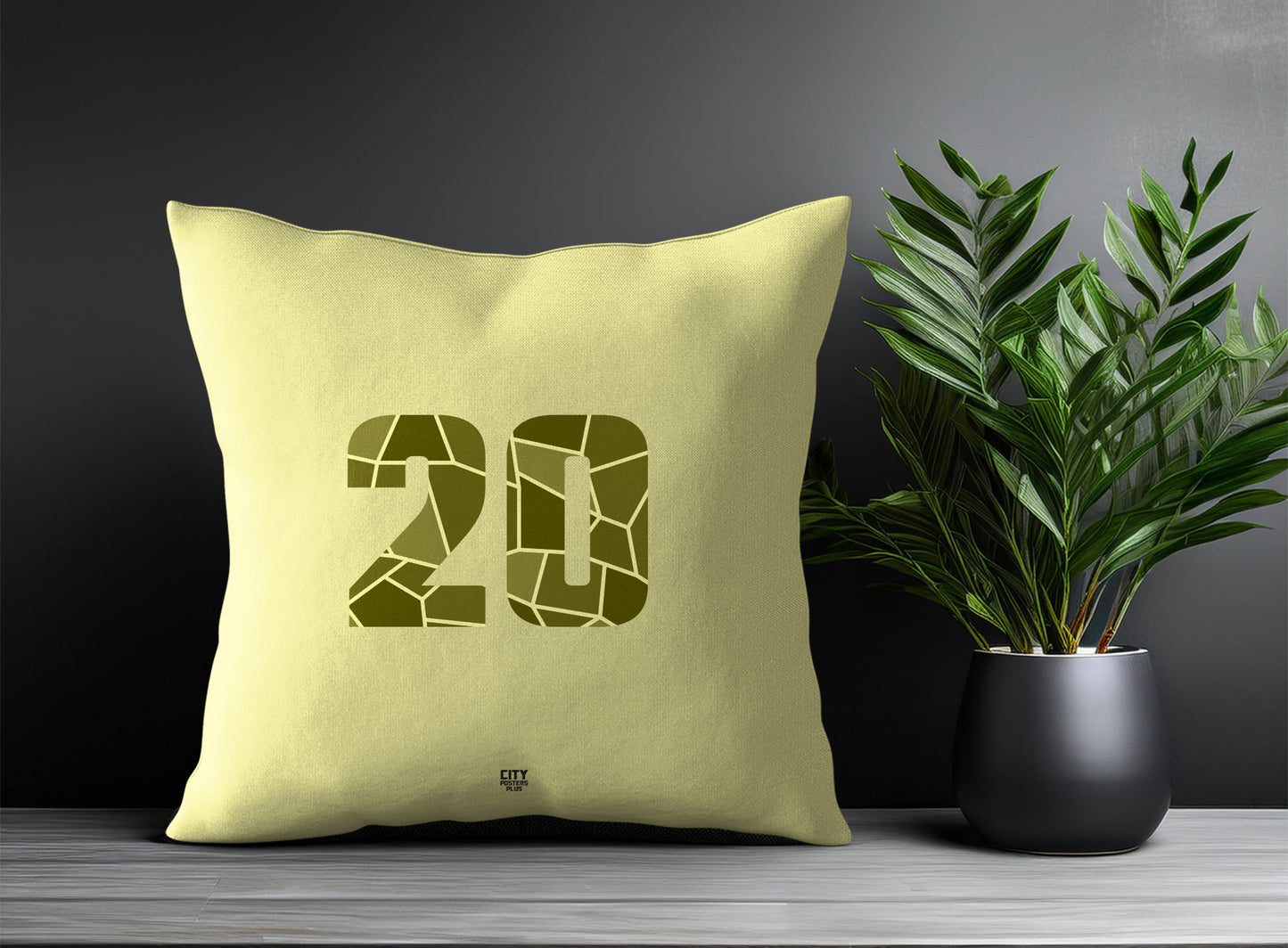 20 Number Pillow Case and Pillow Throw (Butter Yellow)