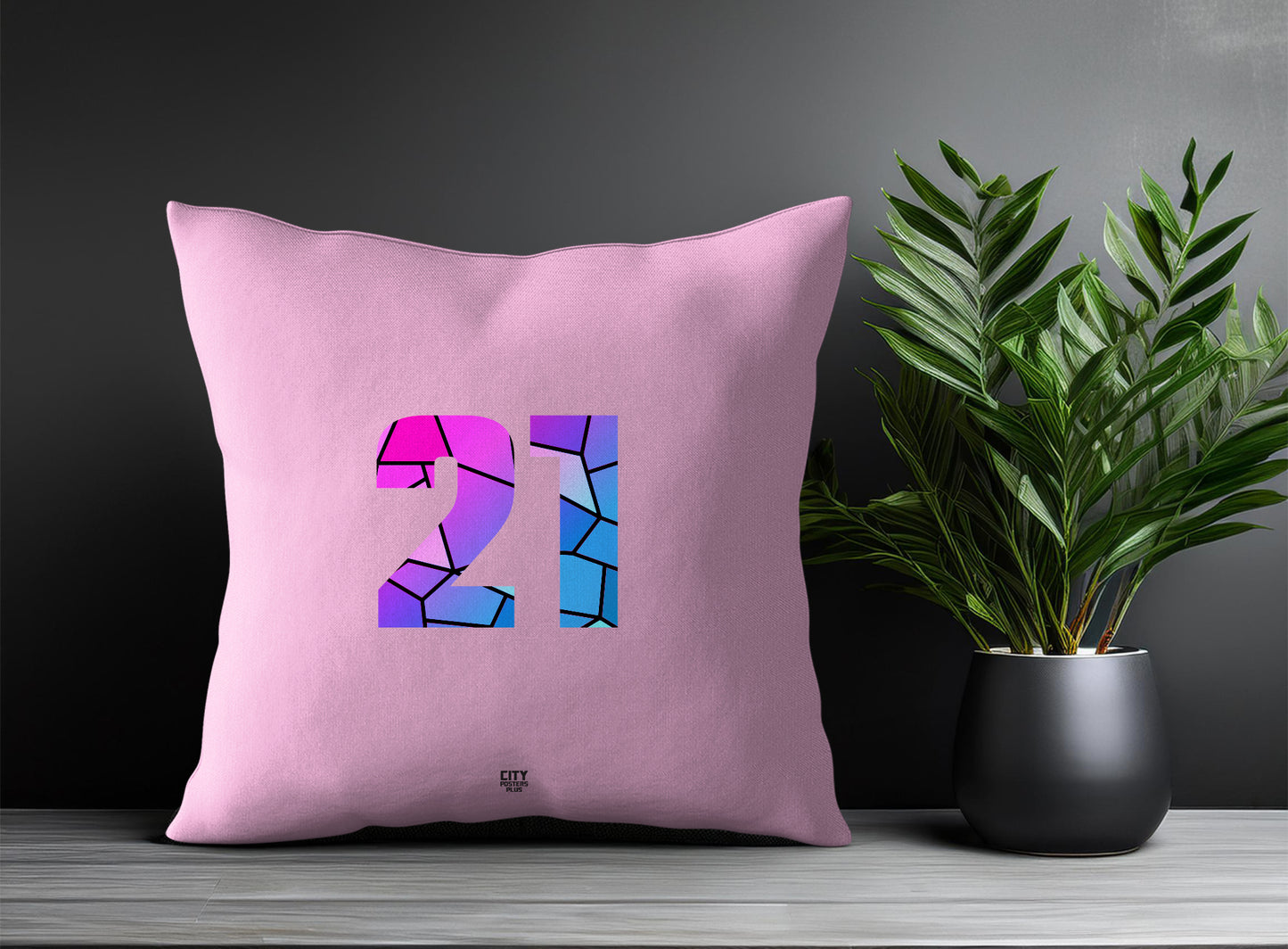 21 Number Pillow Case and Pillow Throw (Light Pink)