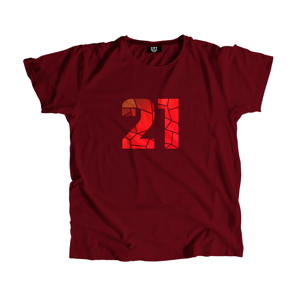 21 Number Men Unisex T-Shirt (Maroon)