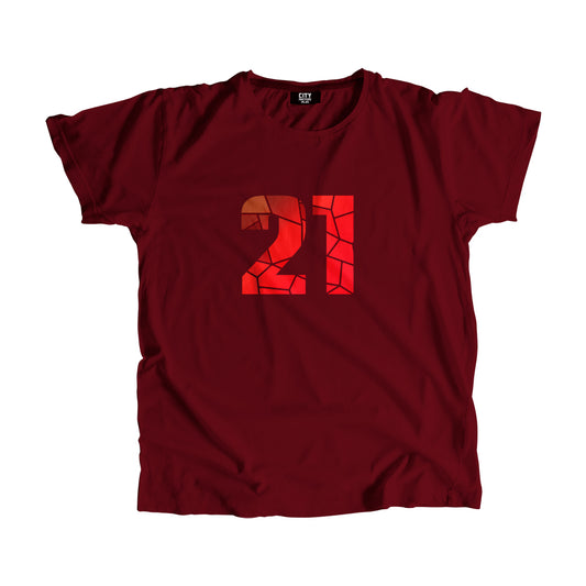 21 Number Men Unisex T-Shirt (Maroon)