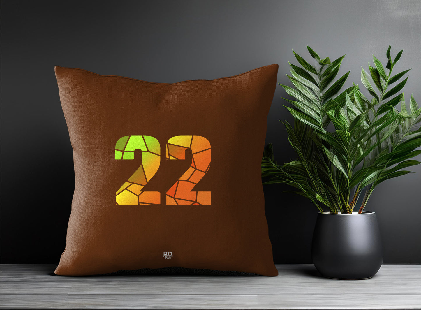 22 Number Pillow Case and Pillow Throw (Brown)