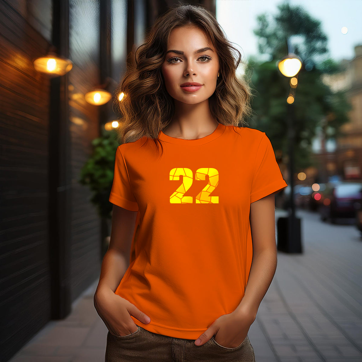 22 Number Women T-Shirt (Orange)