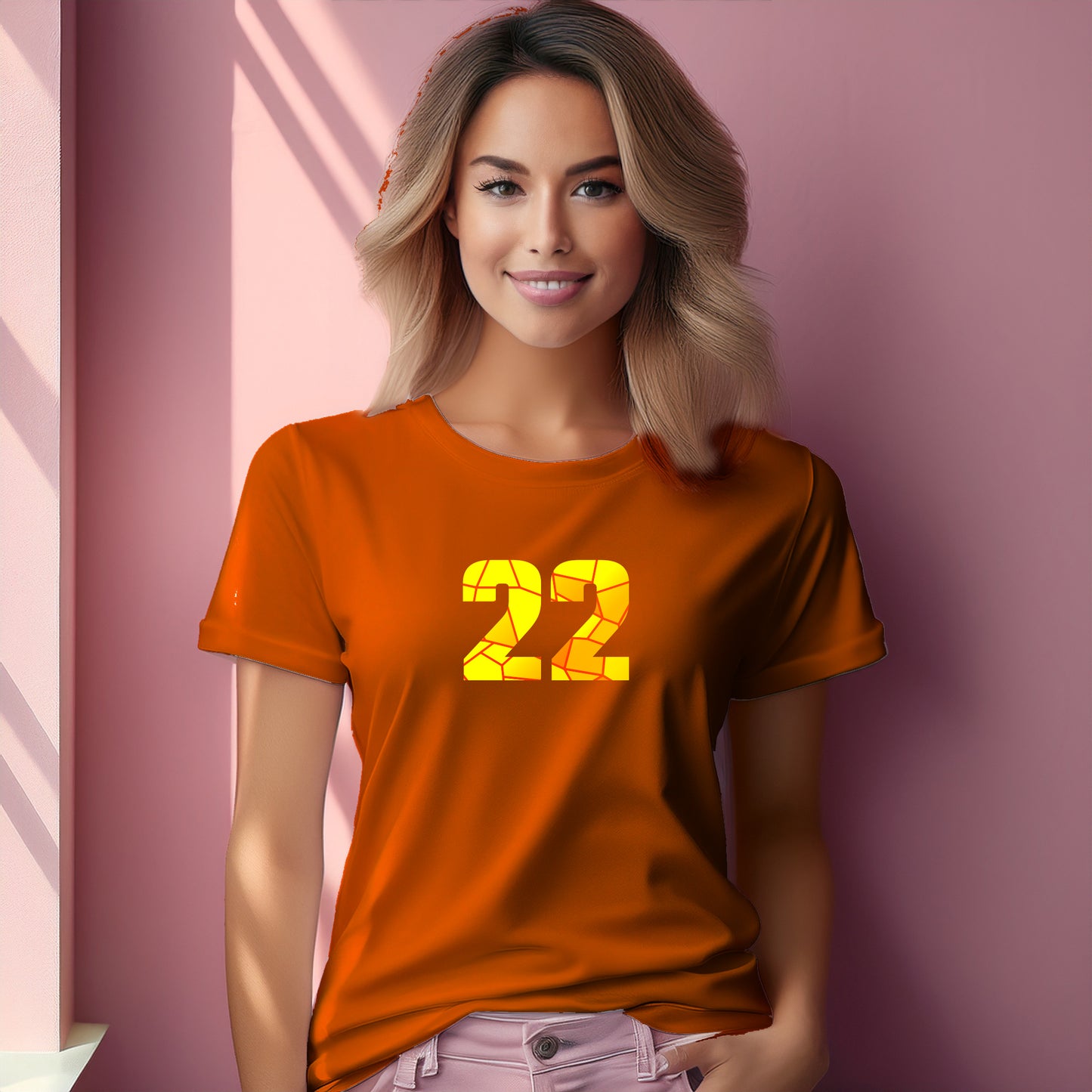 22 Number Women T-Shirt (Orange)