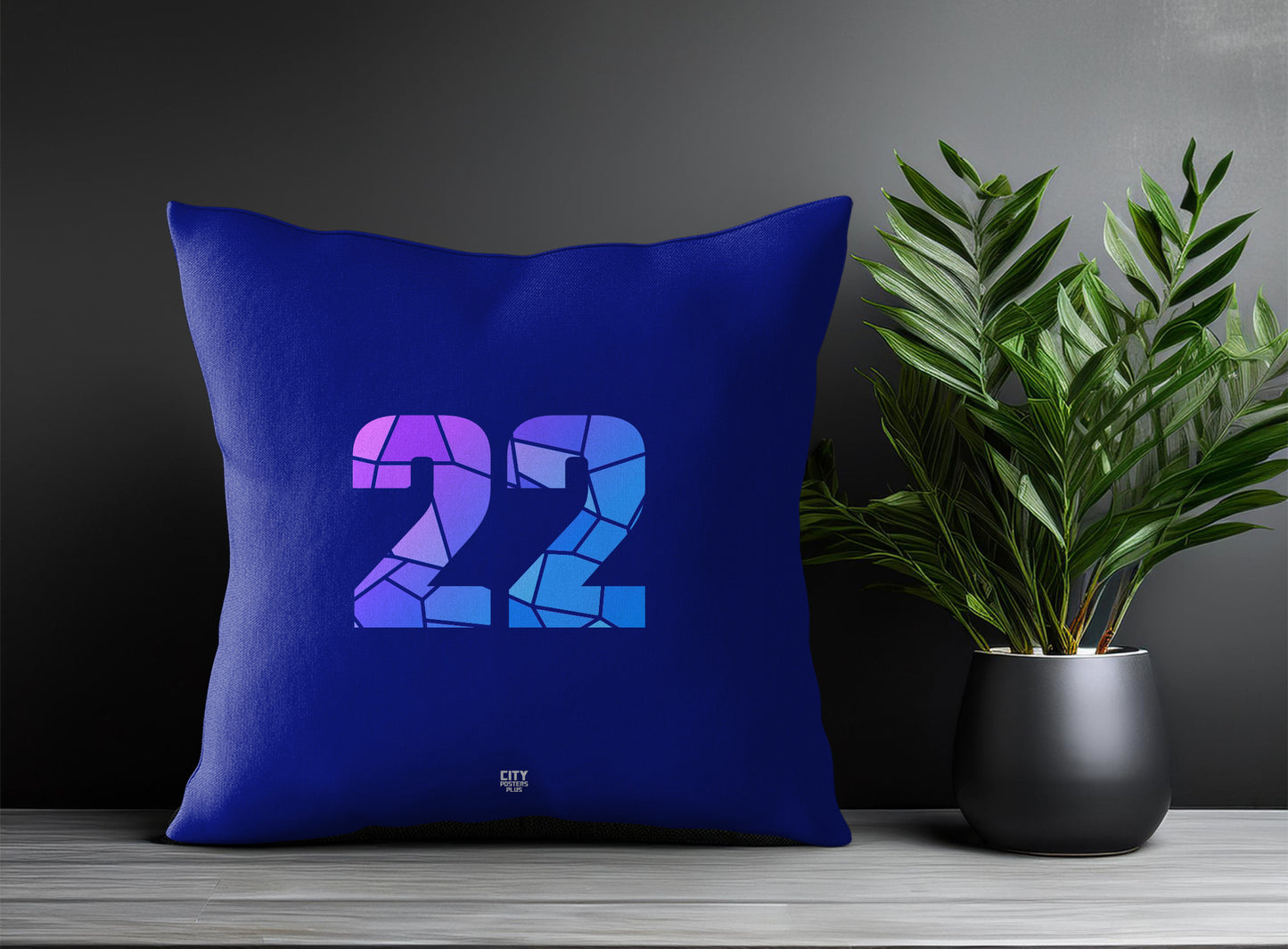 22 Number Pillow Case and Pillow Throw (Royal Blue)