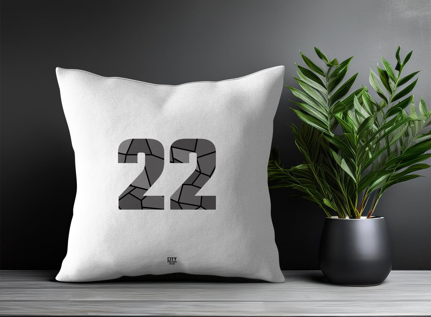 22 Number Pillow Case and Pillow Throw (White)