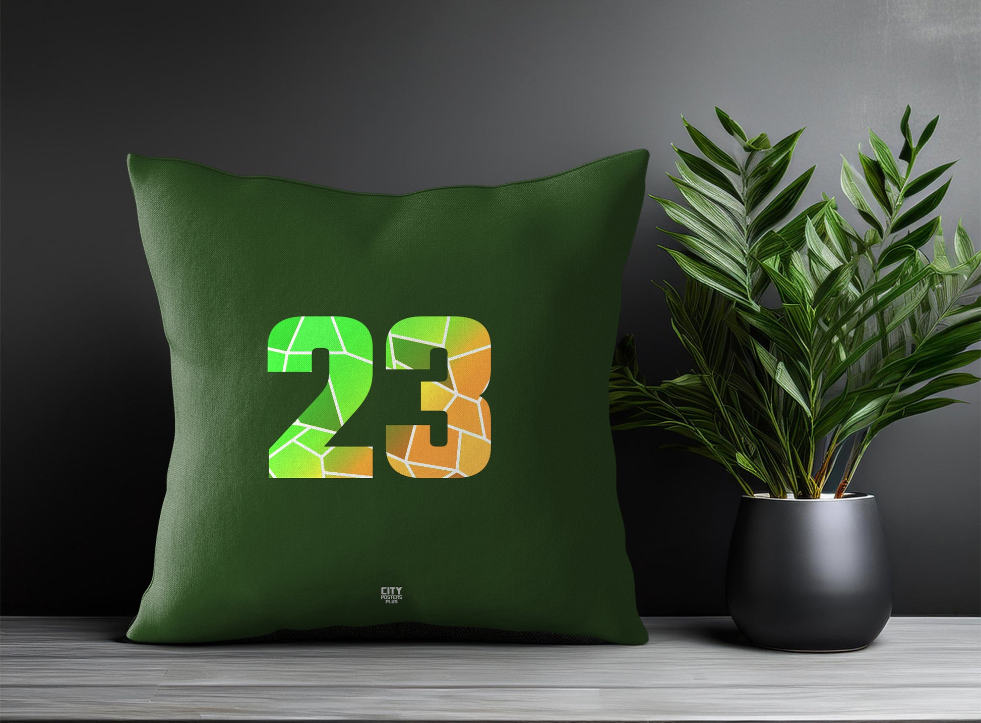23 Number Pillow Case and Pillow Throw (Olive Green)