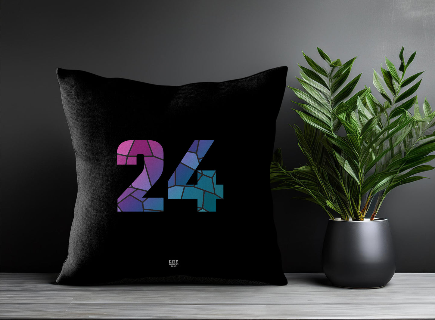 24 Number Pillow Case and Pillow Throw (Black)