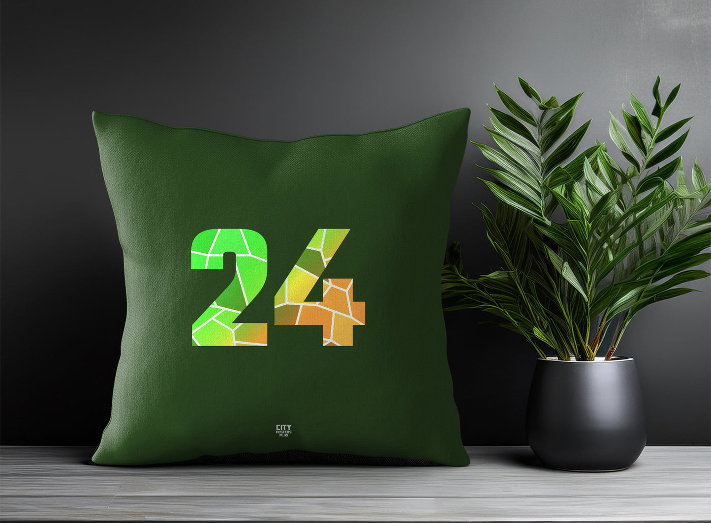 24 Number Pillow Case and Pillow Throw (Olive Green)