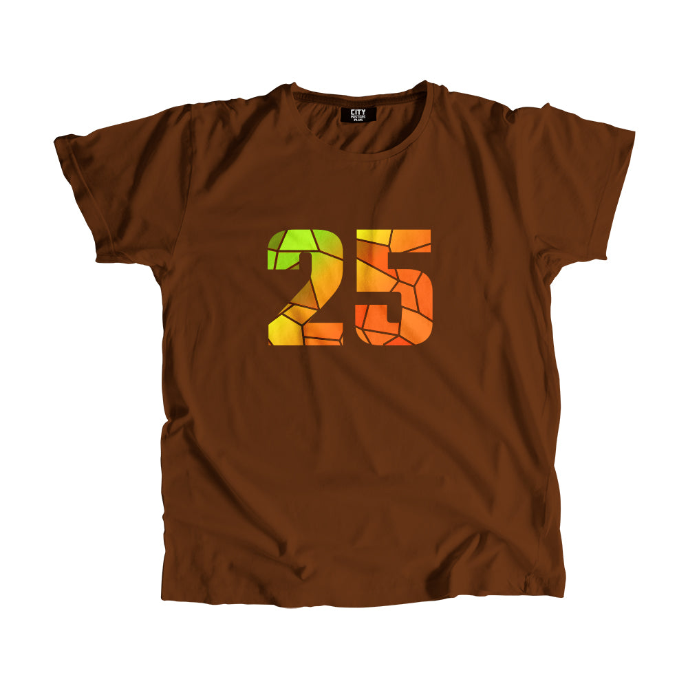 25 Number Men Unisex T-Shirt (Brown)
