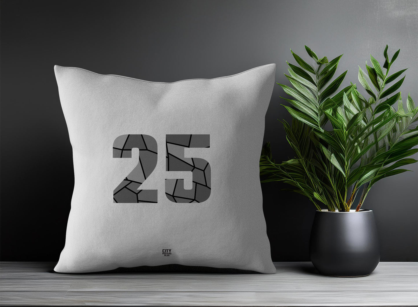25 Number Pillow Case and Pillow Throw (Melange Grey)