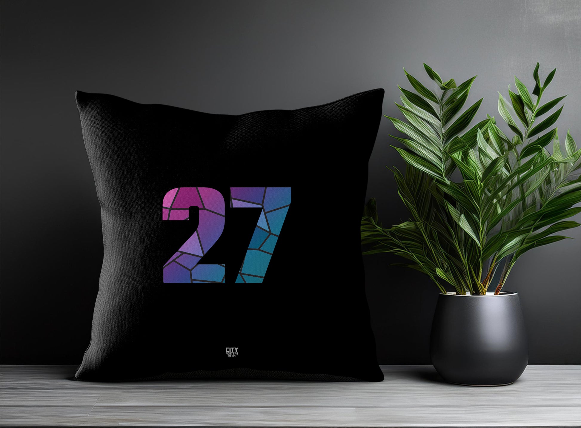 27 Number Pillow Case and Pillow Throw (Black)