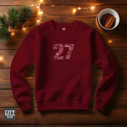 27 Number Unisex Sweatshirt (Maroon)