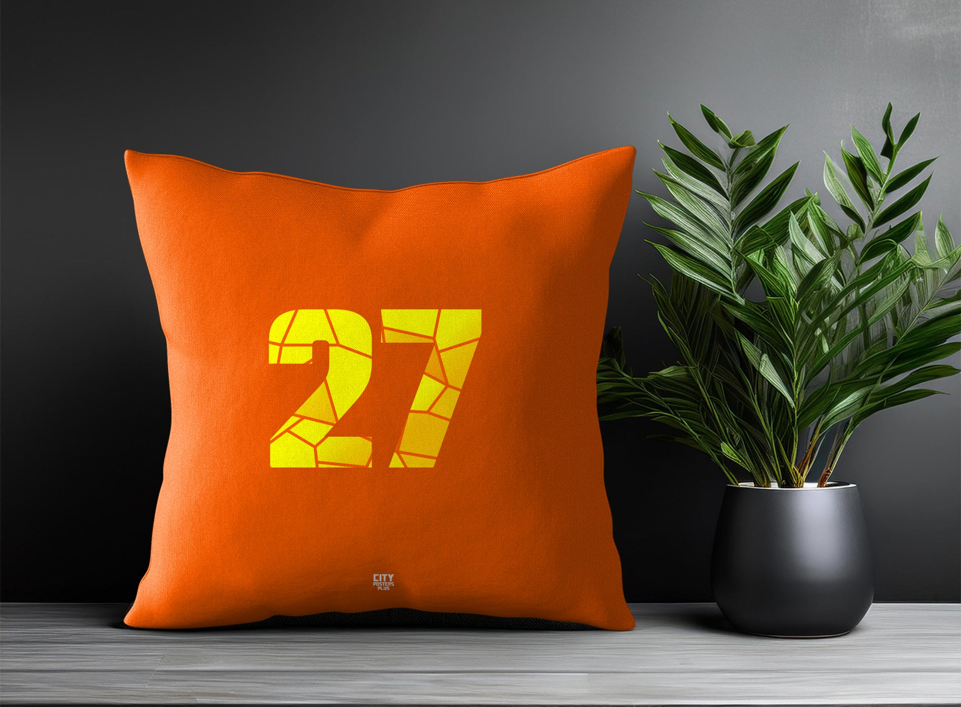 27 Number Pillow Case and Pillow Throw (Orange)