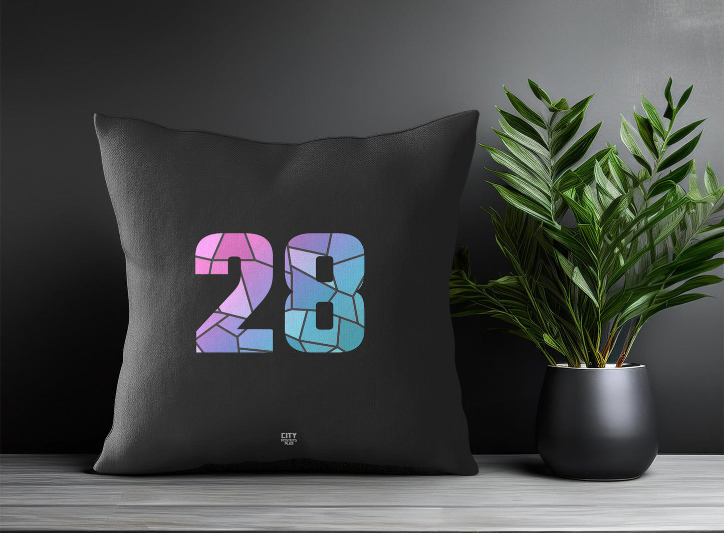 28 Number Pillow Case and Pillow Throw (Charcoal Grey)