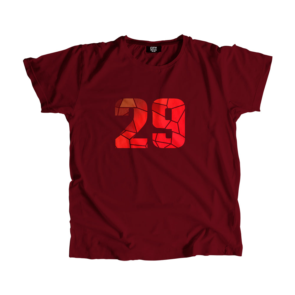 29 Number Men Unisex T-Shirt (Maroon)
