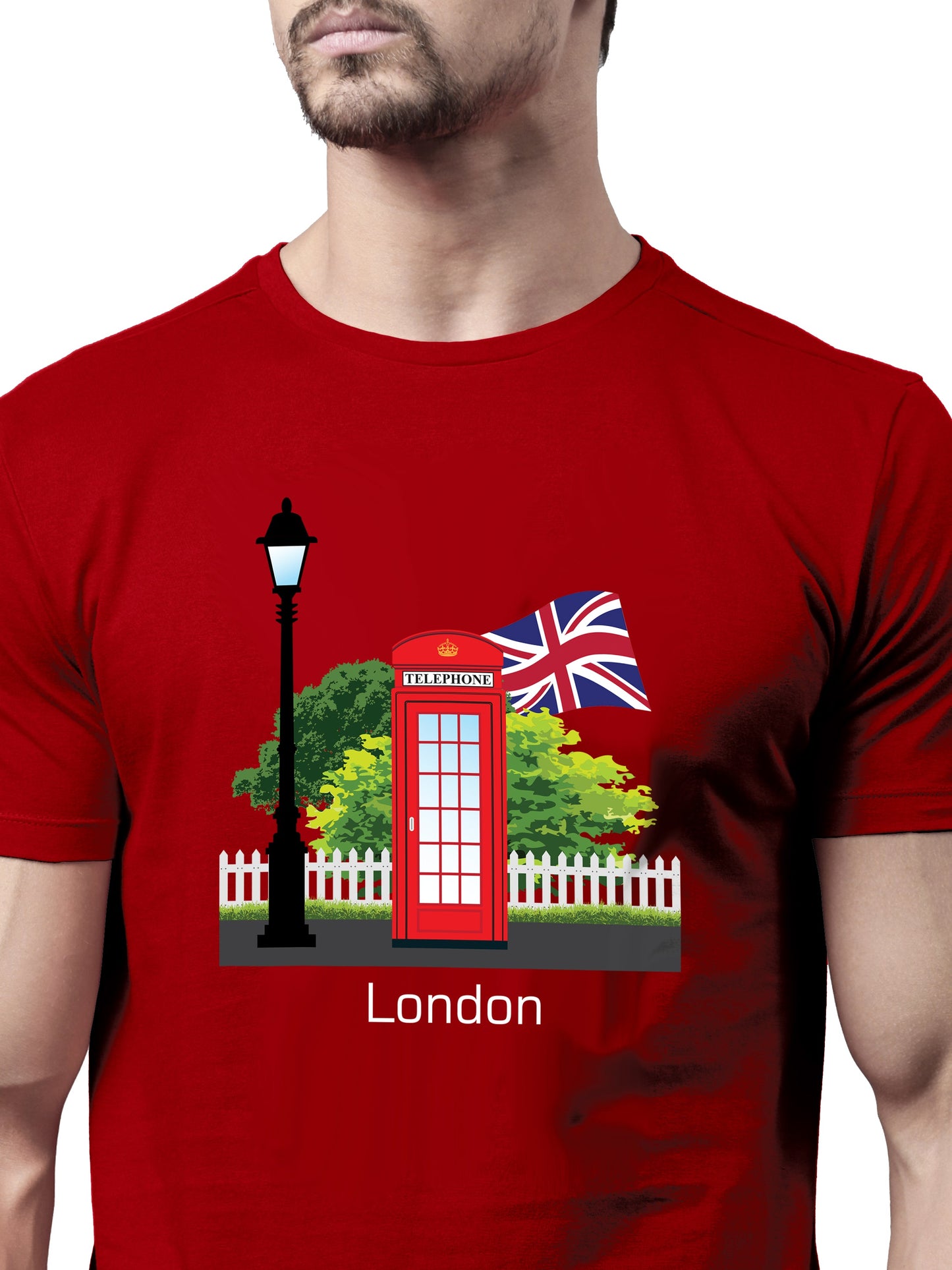 London Red Telephone Men Unisex Men Unisex T-Shirt (Red)