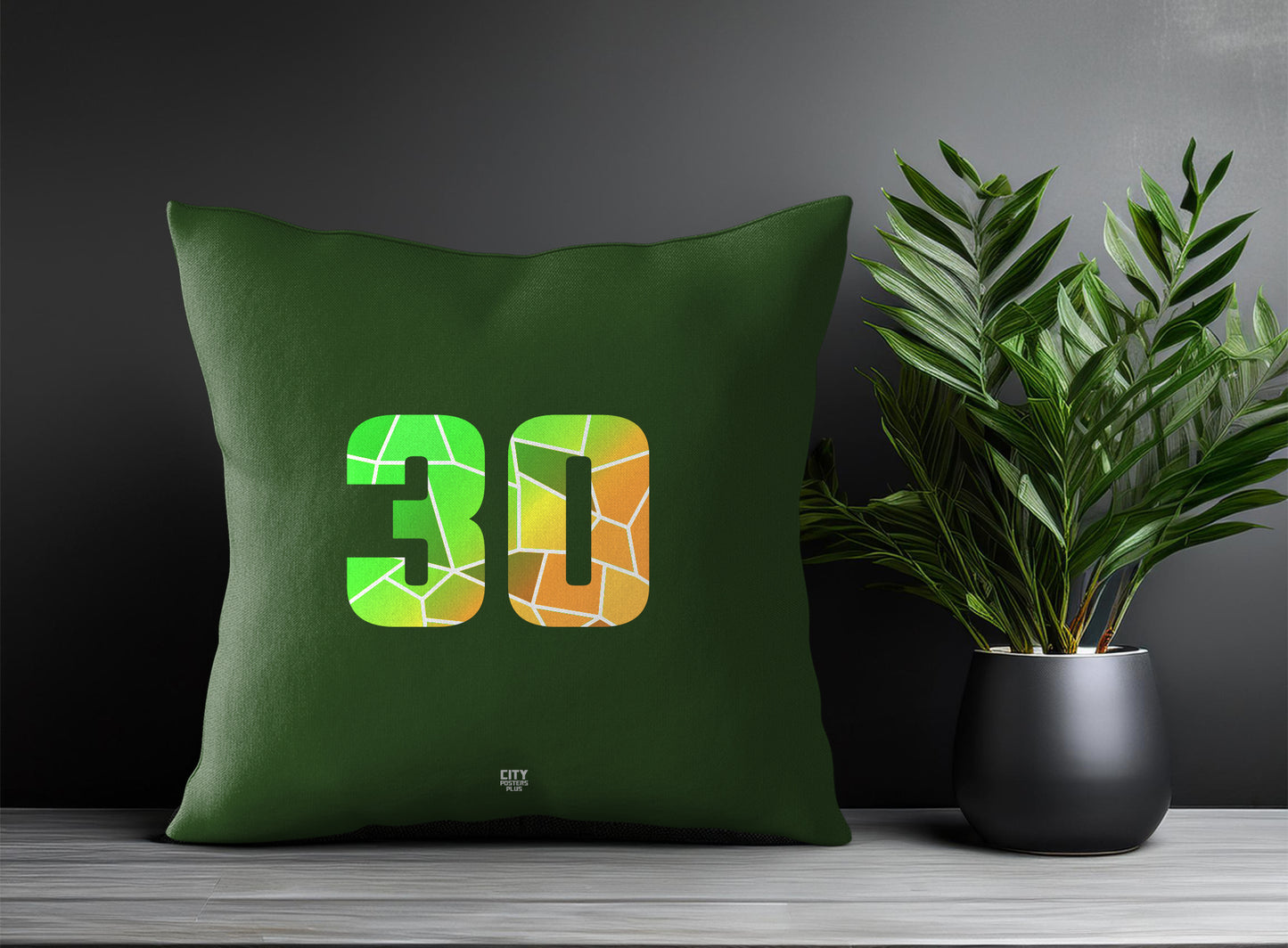 30 Number Pillow Case and Pillow Throw (Olive Green)