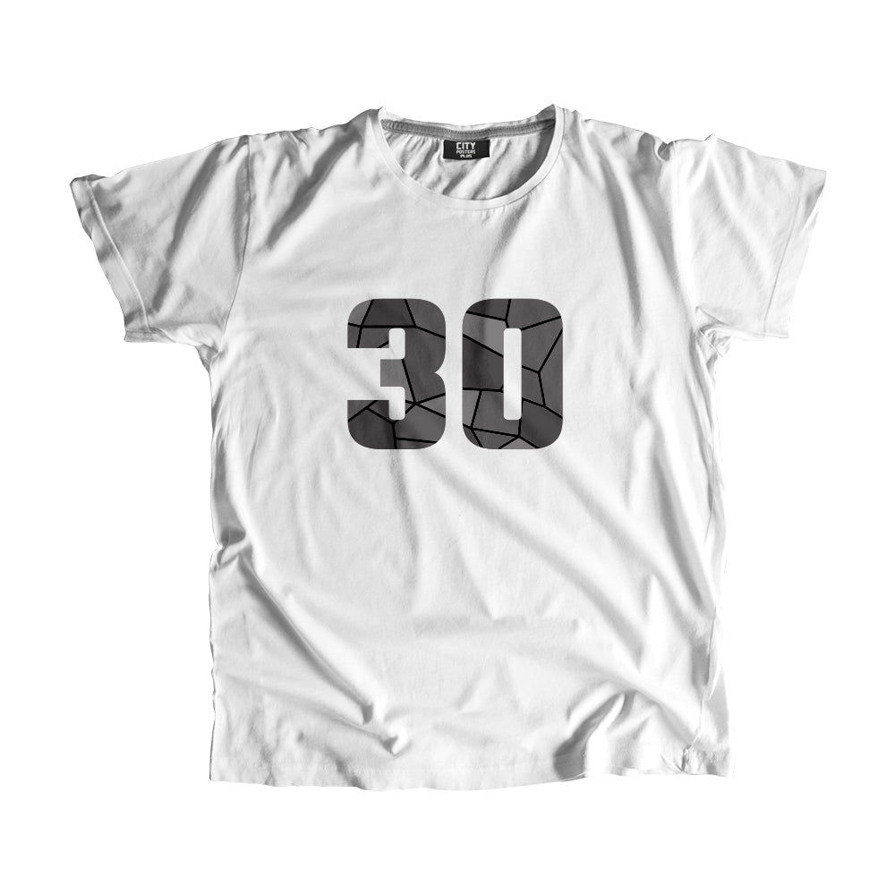 30 Number Men Unisex T-Shirt (White)