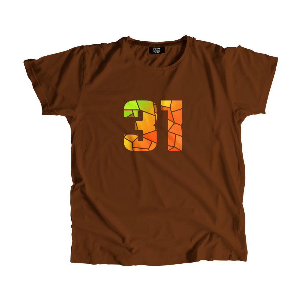 31 Number Men Unisex T-Shirt (Brown)