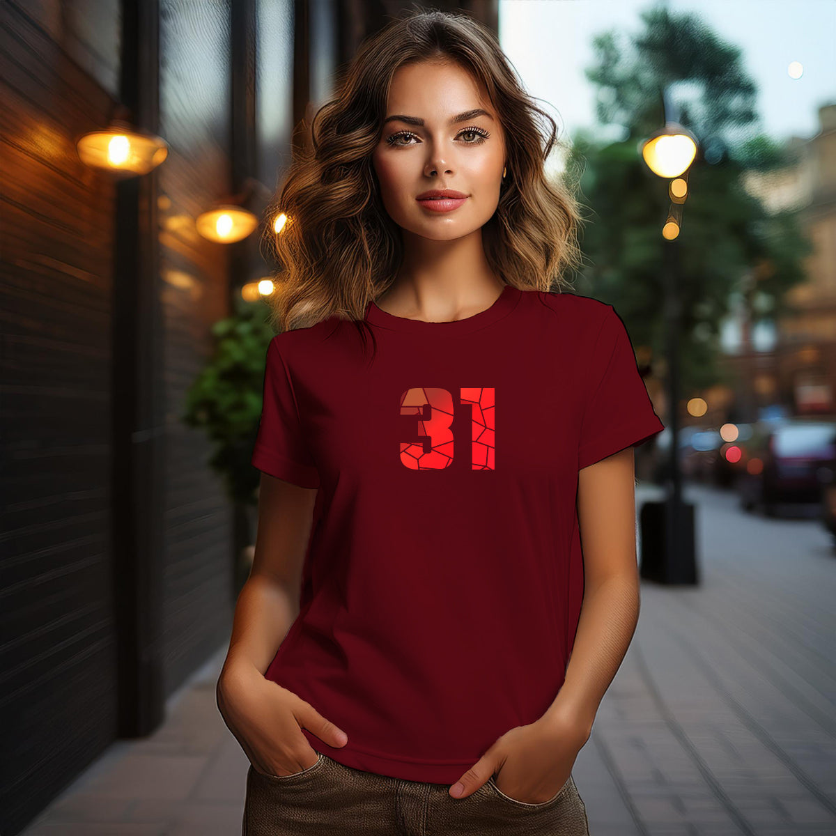 31 Number Women T-Shirt (Maroon)