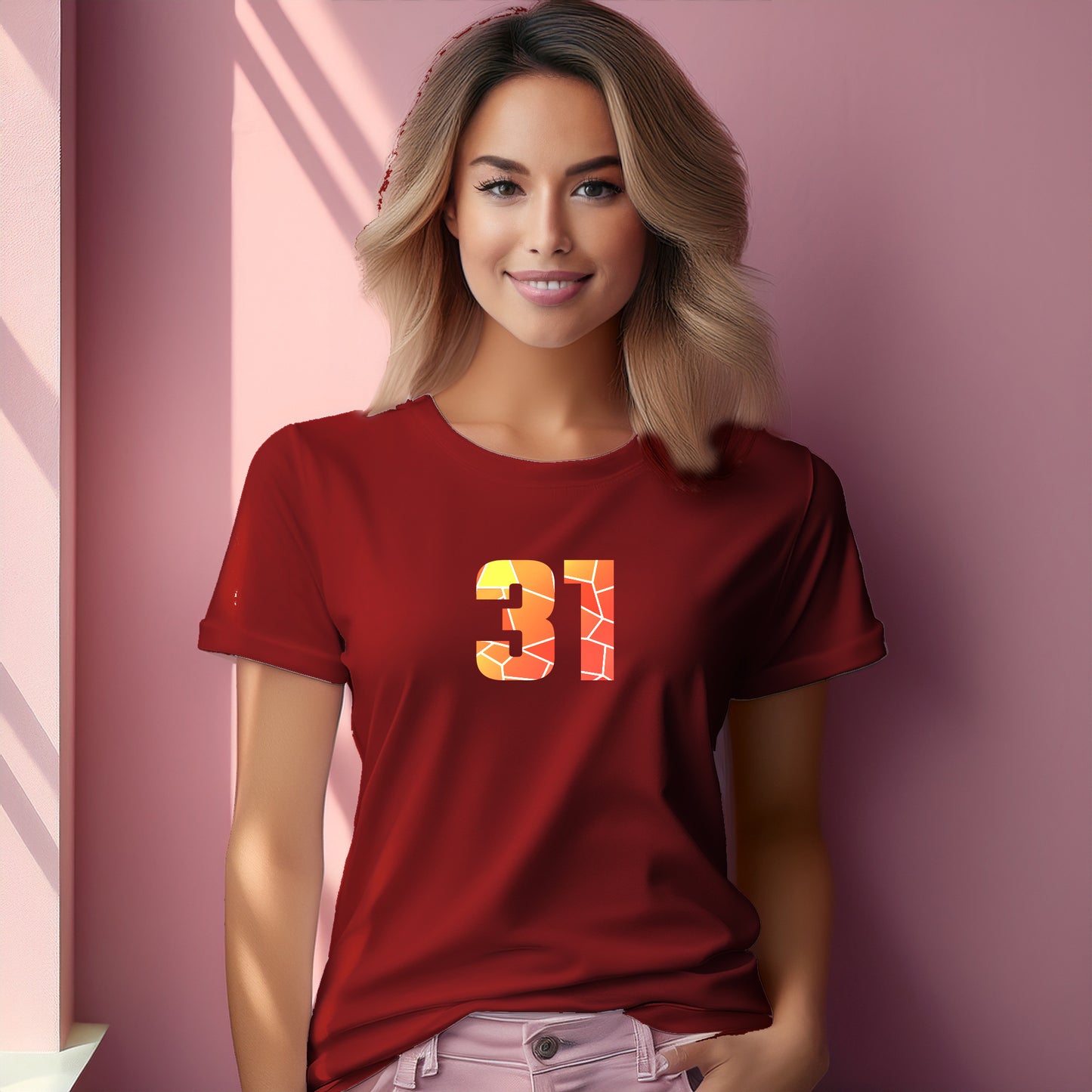 31 Number Women T-Shirt (Red)
