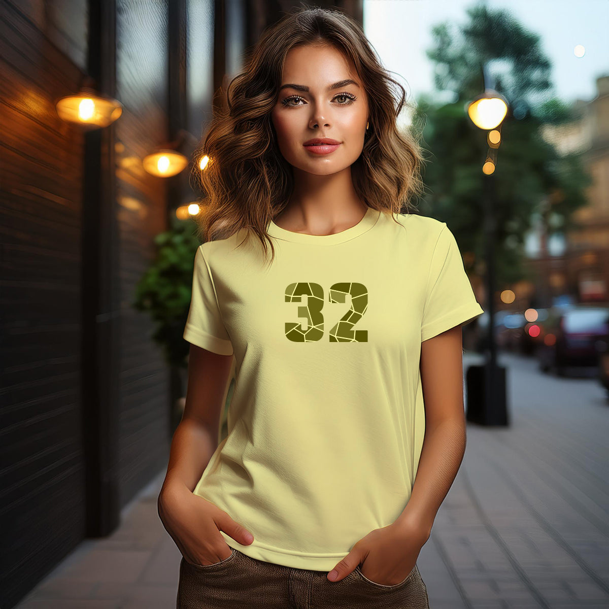 32 Number Women T-Shirt (Butter Yellow)