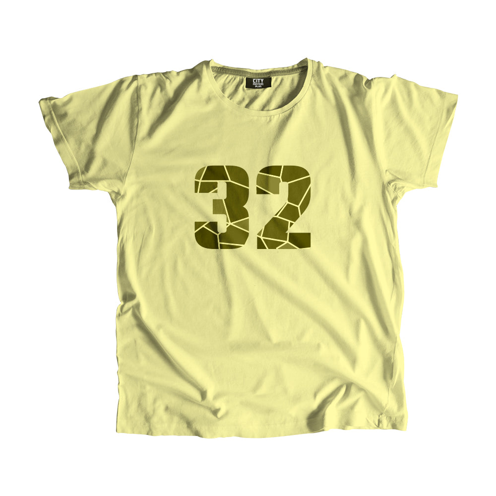 32 Number Men Unisex T-Shirt (Butter Yellow)
