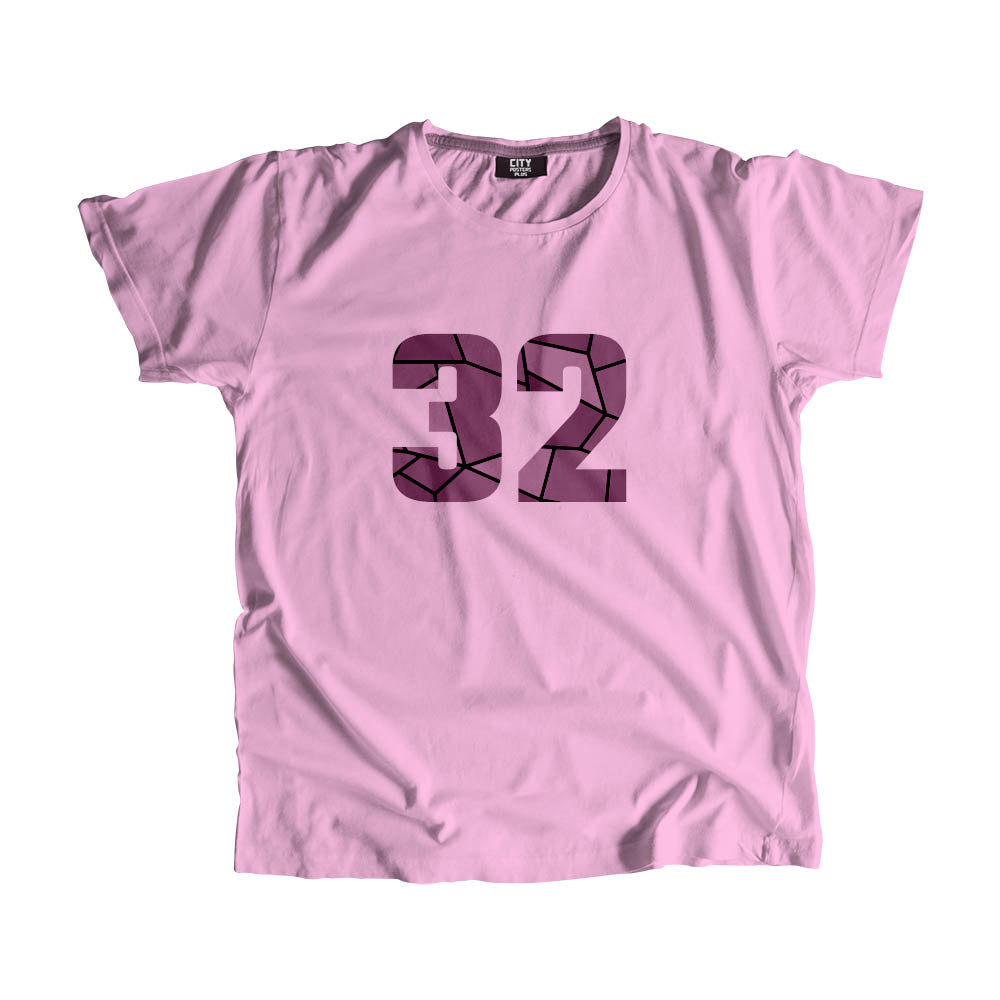 32 Number Men Unisex T-Shirt (Light Pink)