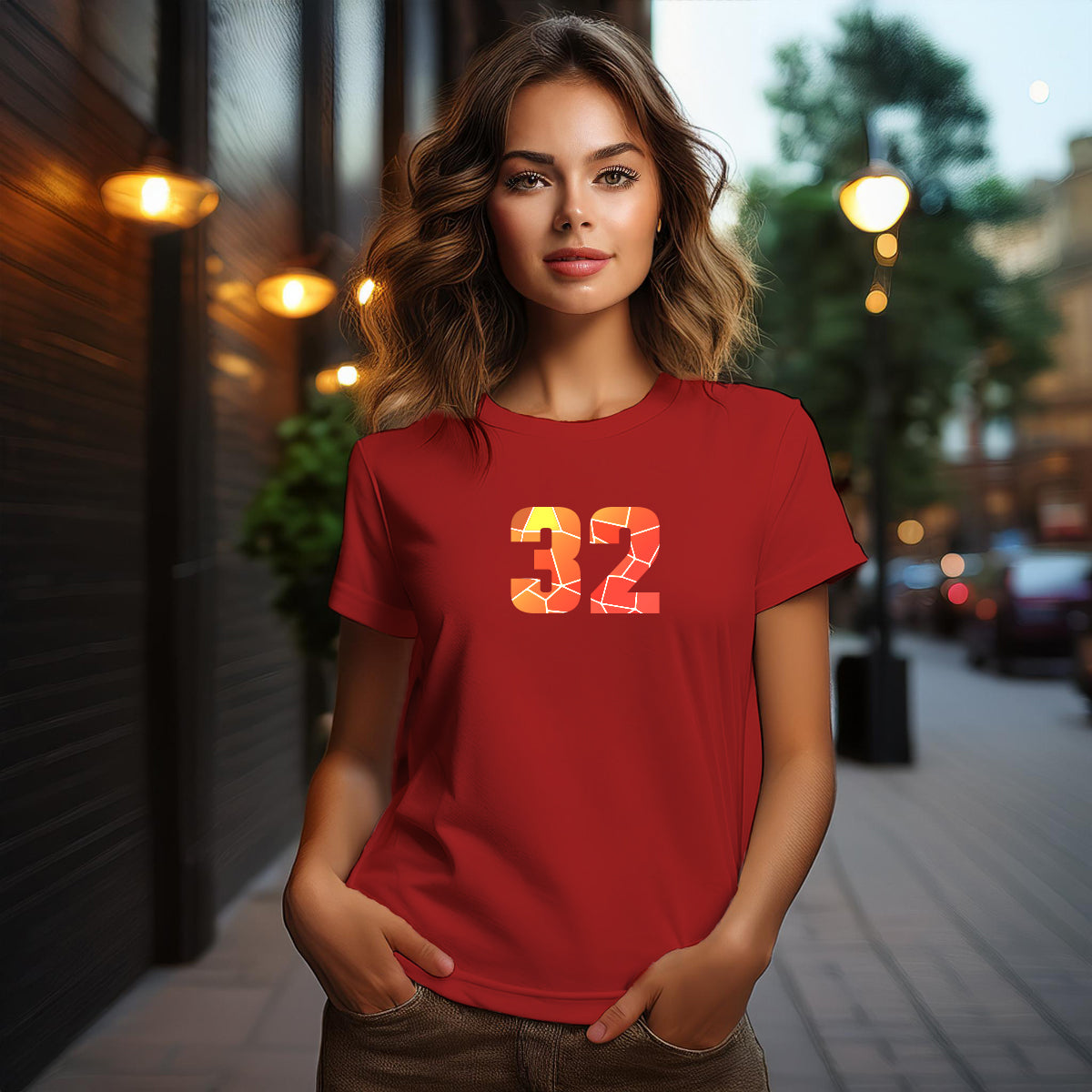 32 Number Women T-Shirt (Red)