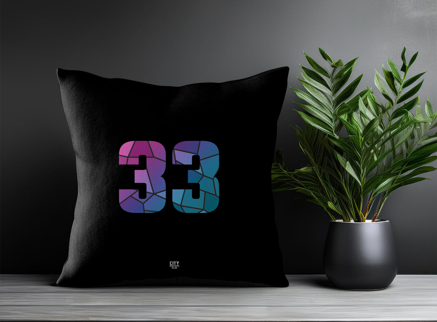 33 Number Pillow Case and Pillow Throw (Black)