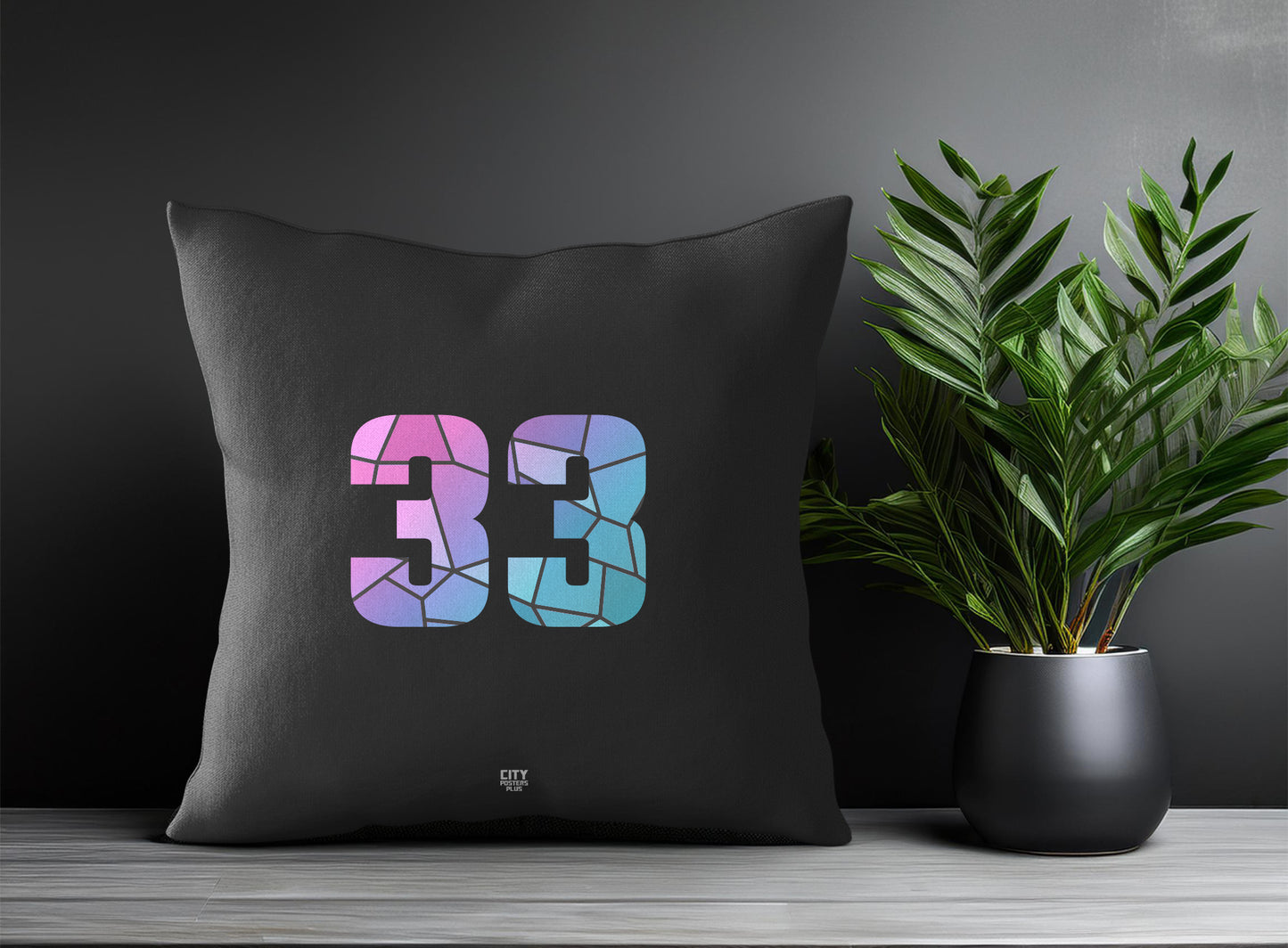 33 Number Pillow Case and Pillow Throw (Charcoal Grey)