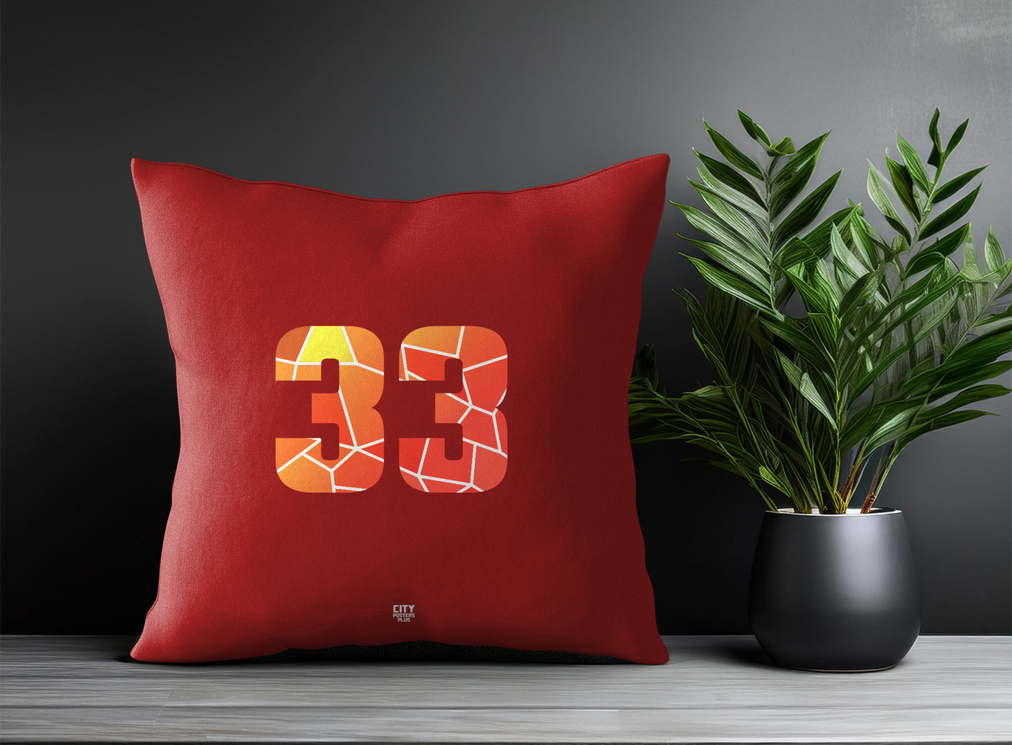 33 Number Pillow Case and Pillow Throw (Red)
